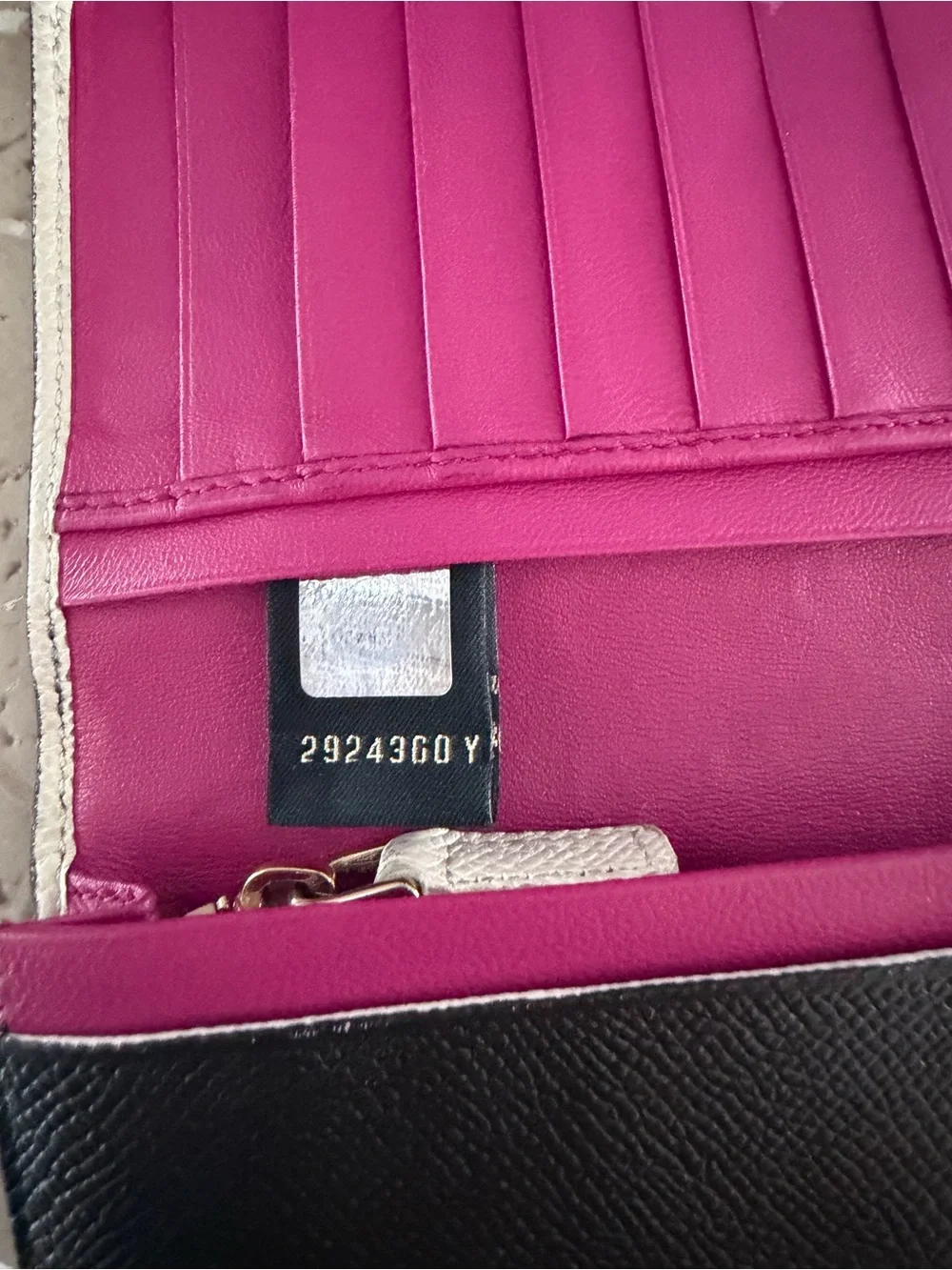 Authentic Bulgari Black Leather Wallet with Gold Clasp and Hot Pink Interior